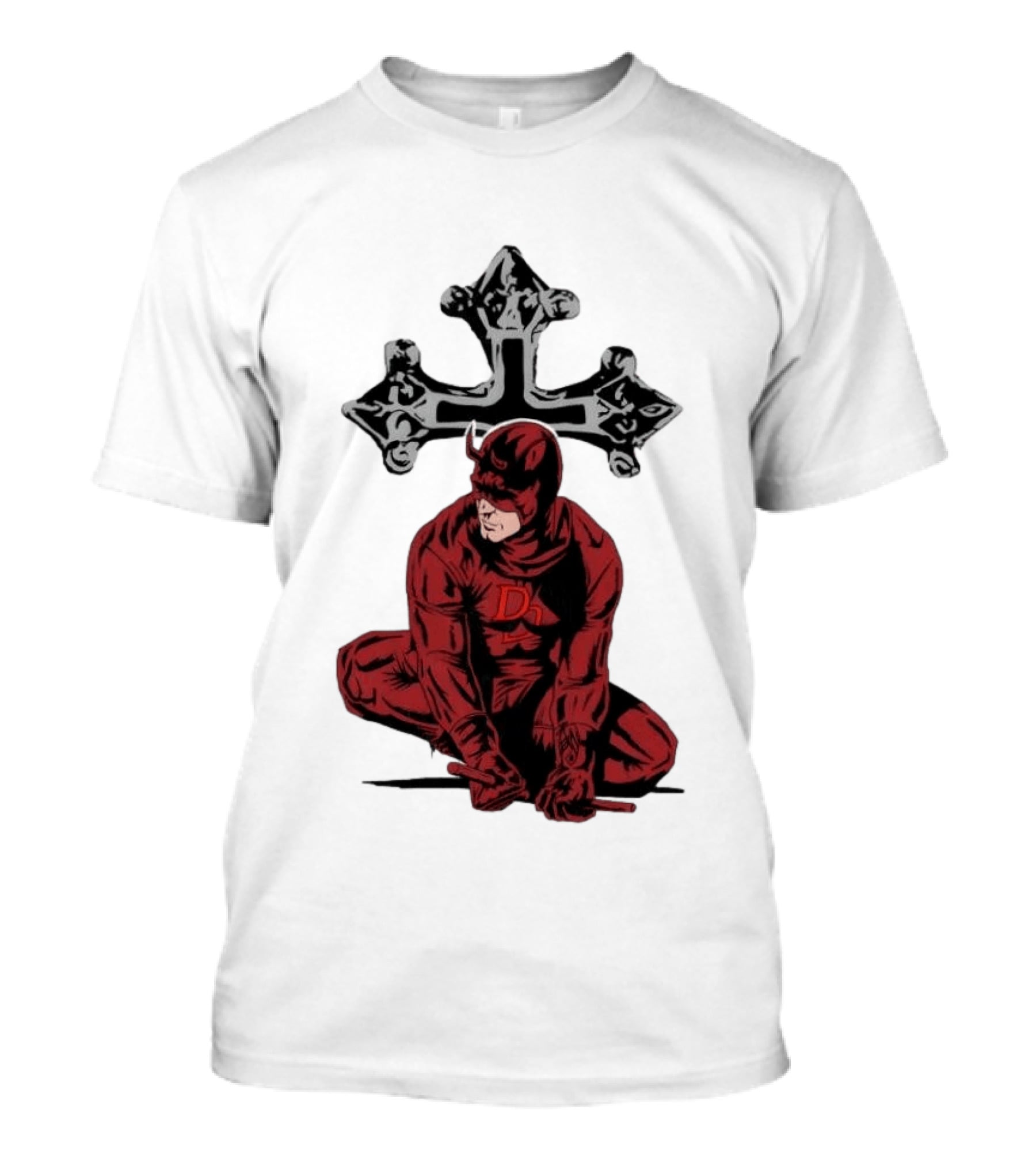 Daredevil Crouching Matt Murdock With Cross Marvel T-Shirt