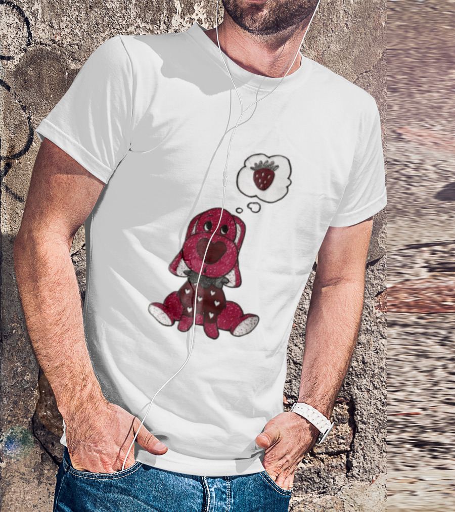Dog With Strawberry Thought Bubble Costume Hearts T-Shirt