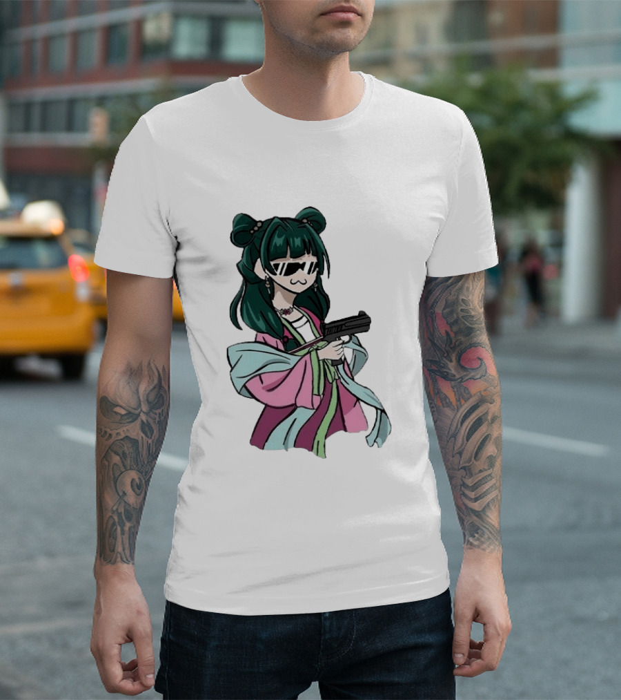 Mao Mao The Apothecary Diaries Anime Character With Gun And Sunglasses T-Shirt