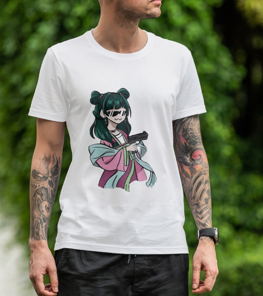 Mao Mao The Apothecary Diaries Anime Character With Gun And Sunglasses T-Shirt