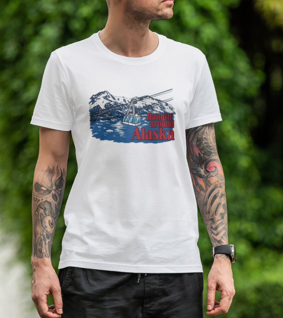 RJ Decker Aloysius Aiken Hangin Around Alaska Cable Car Mountain Scene T-Shirt