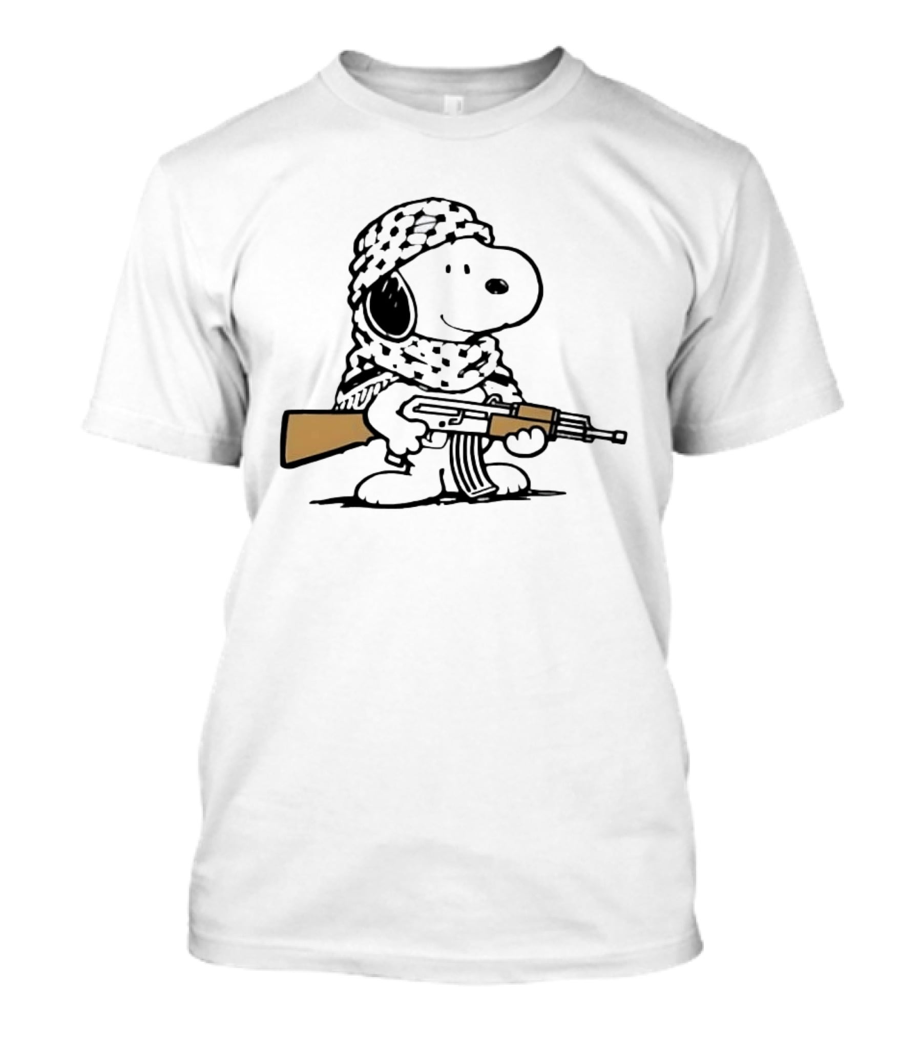 Snoopy Keffiyeh Assault Rifle Iconic Cartoon Character With Cultural Symbolism T-Shirt