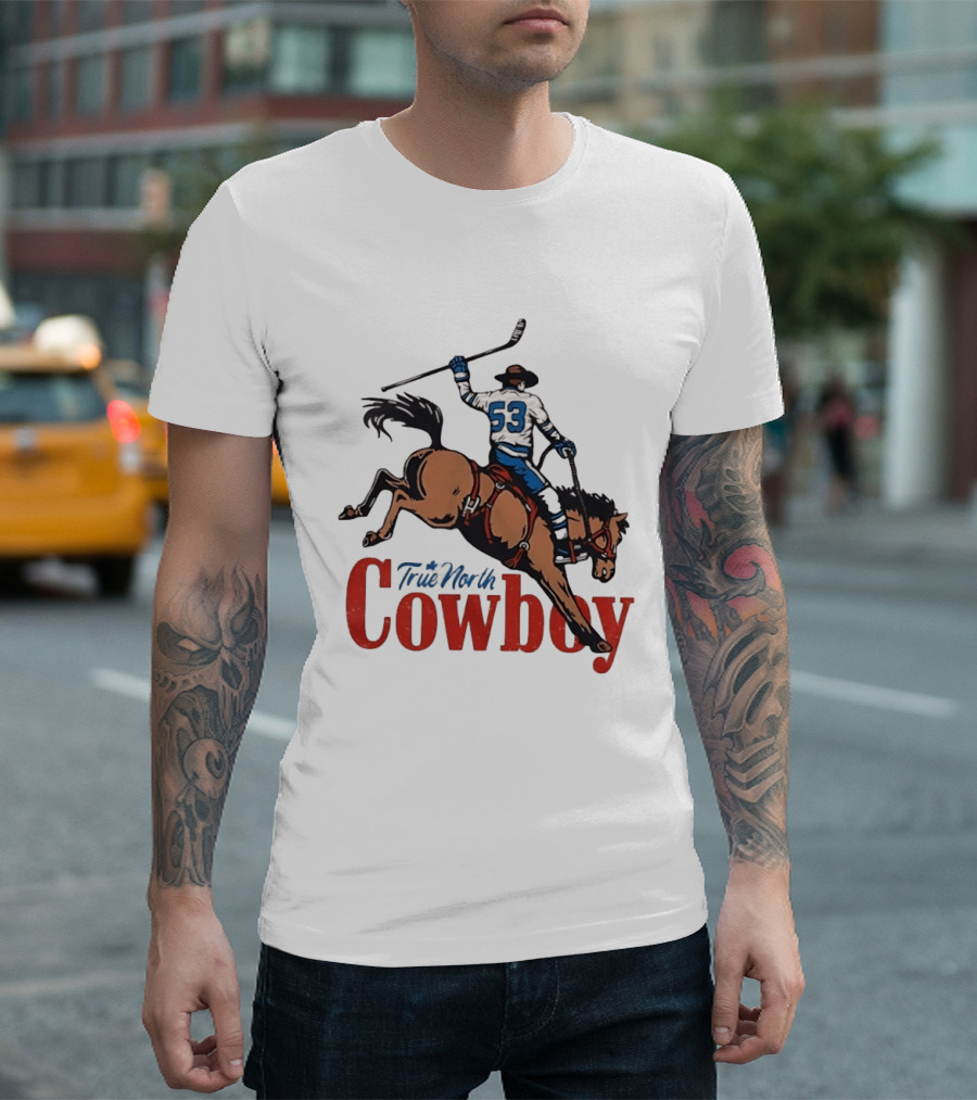 True North Cowboy Hockey Riding Bucking Bronco Number 53 T-Shirt