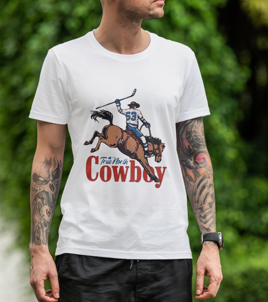 True North Cowboy Hockey Riding Bucking Bronco Number 53 T-Shirt