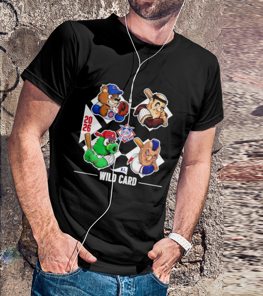 2026 National League Wild Card Cubs Baseball Cartoon Characters T-Shirt