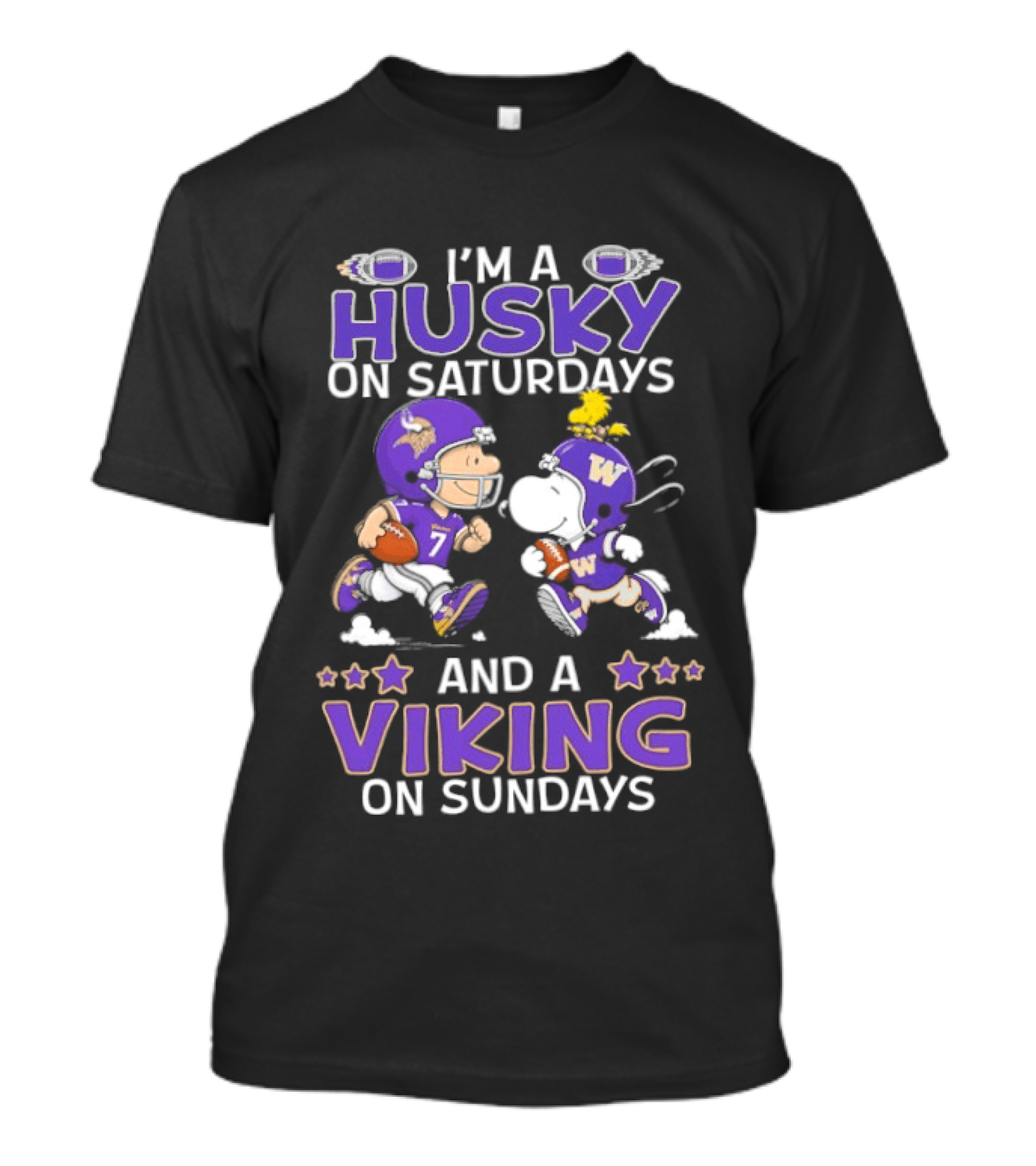 Charlie Brown Snoopy Husky Saturdays Viking Sundays Football Fans T-Shirt