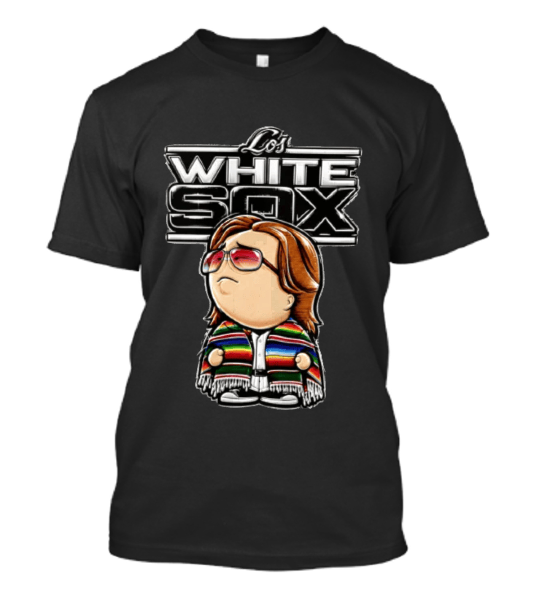 Los White Sox Character With Sunglasses And Colorful Poncho T-Shirt