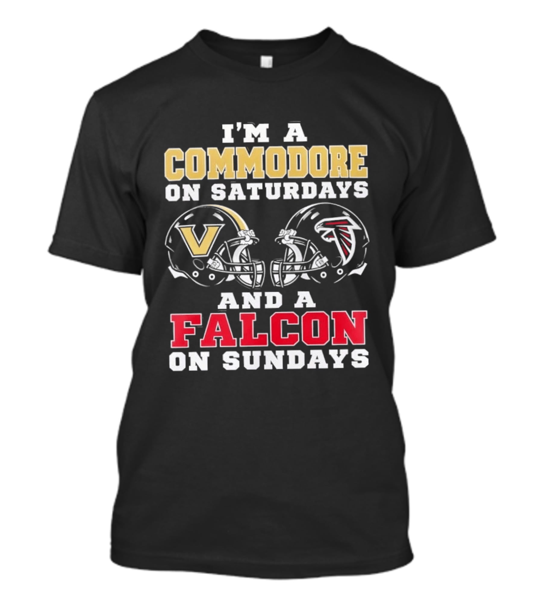 I'm A Commodore On Saturdays And A Falcon On Sundays Football Helmets T-Shirt