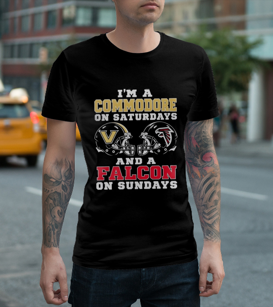 I'm A Commodore On Saturdays And A Falcon On Sundays Football Helmets T-Shirt