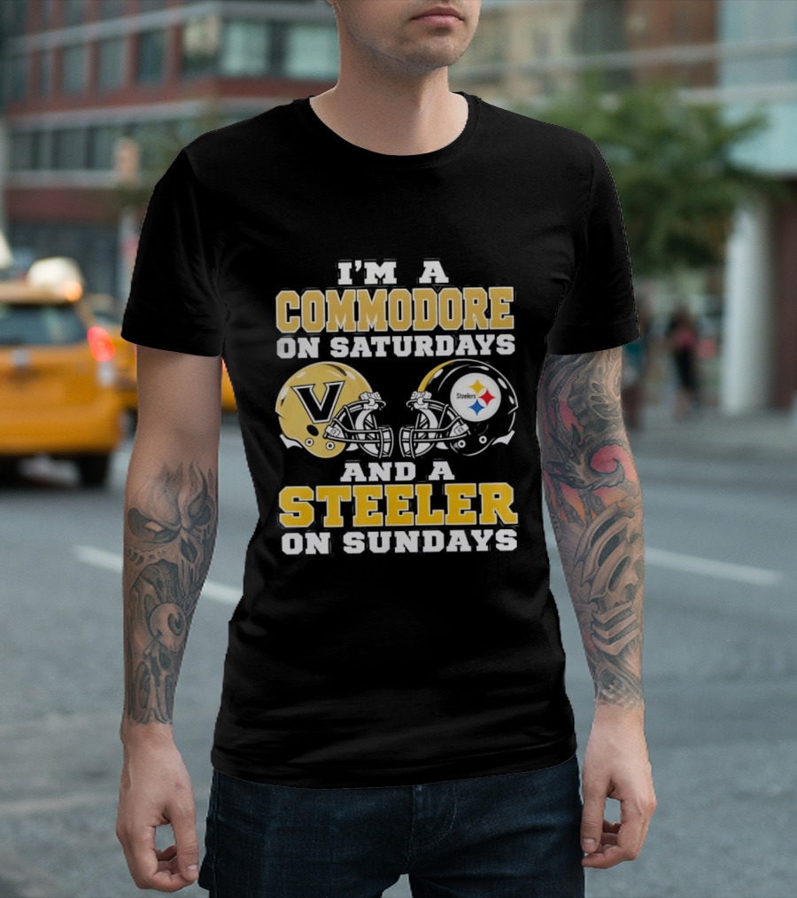 I'm A Commodore On Saturdays And A Steeler On Sundays Helmets T-Shirt