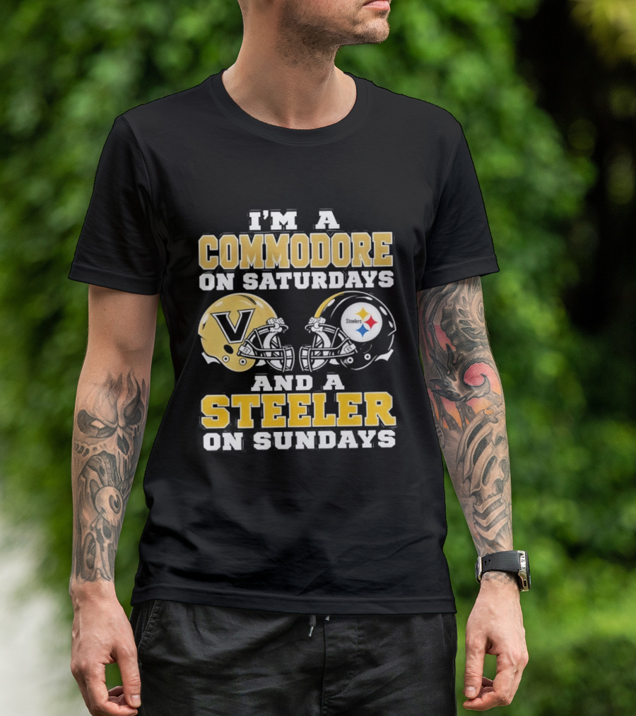 I'm A Commodore On Saturdays And A Steeler On Sundays Helmets T-Shirt