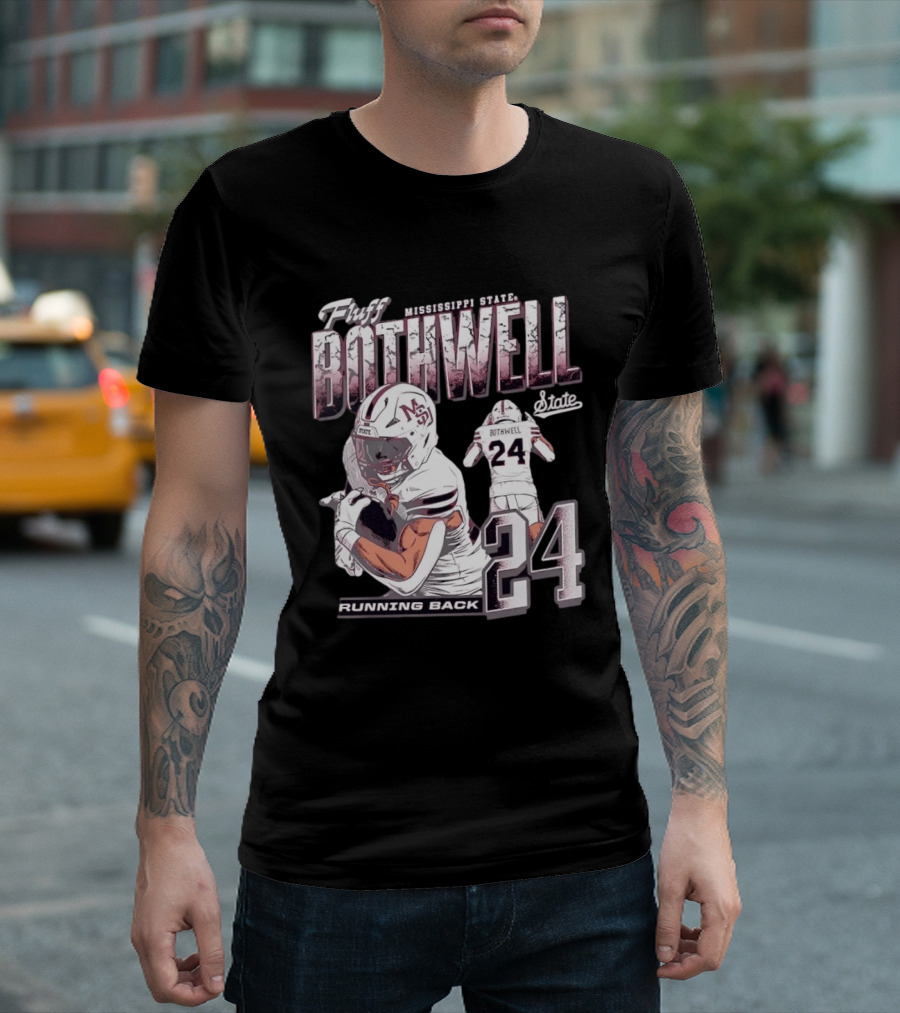 Fluff Bothwell No 24 Mississippi State Running Back T-Shirt
