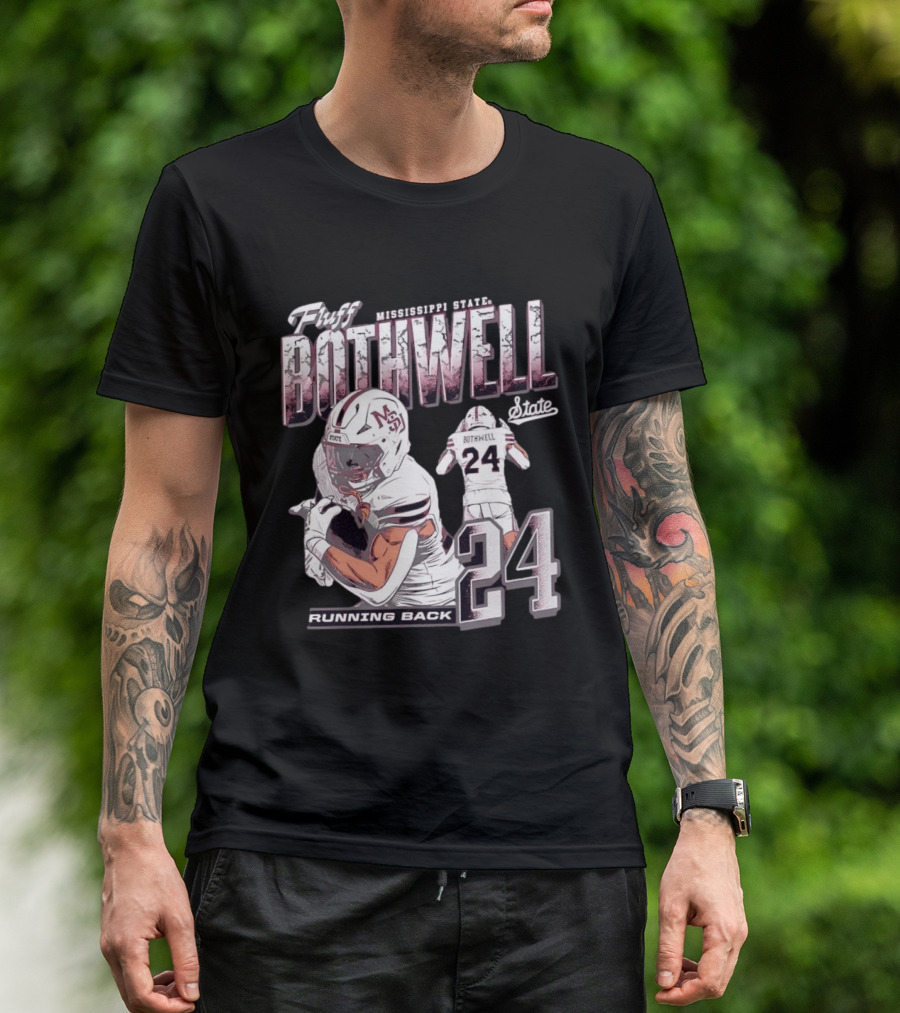 Fluff Bothwell No 24 Mississippi State Running Back T-Shirt
