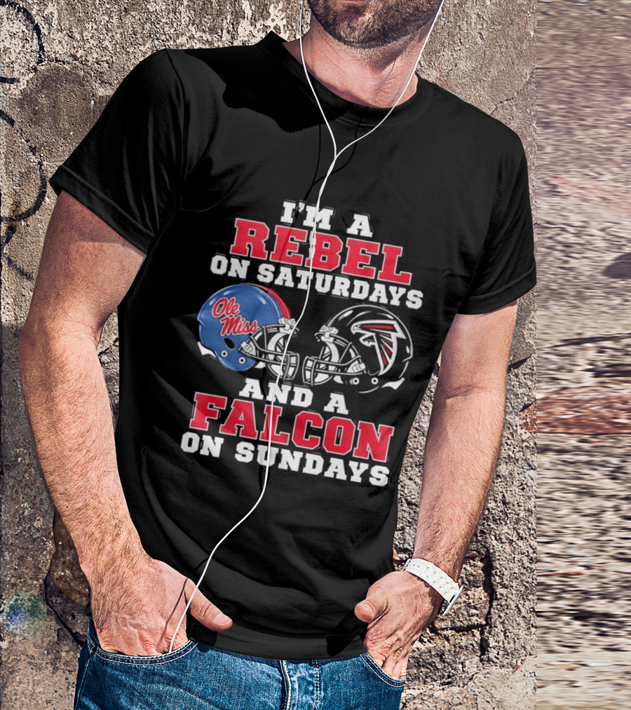 Ole Miss Rebels Saturdays Atlanta Falcons Sundays Football Helmets T-Shirt
