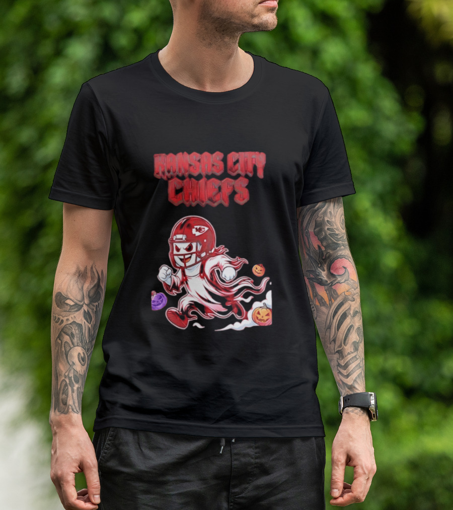 Kansas City Chiefs Halloween Ghost Football 2026 Spooky Pumpkins T-Shirt