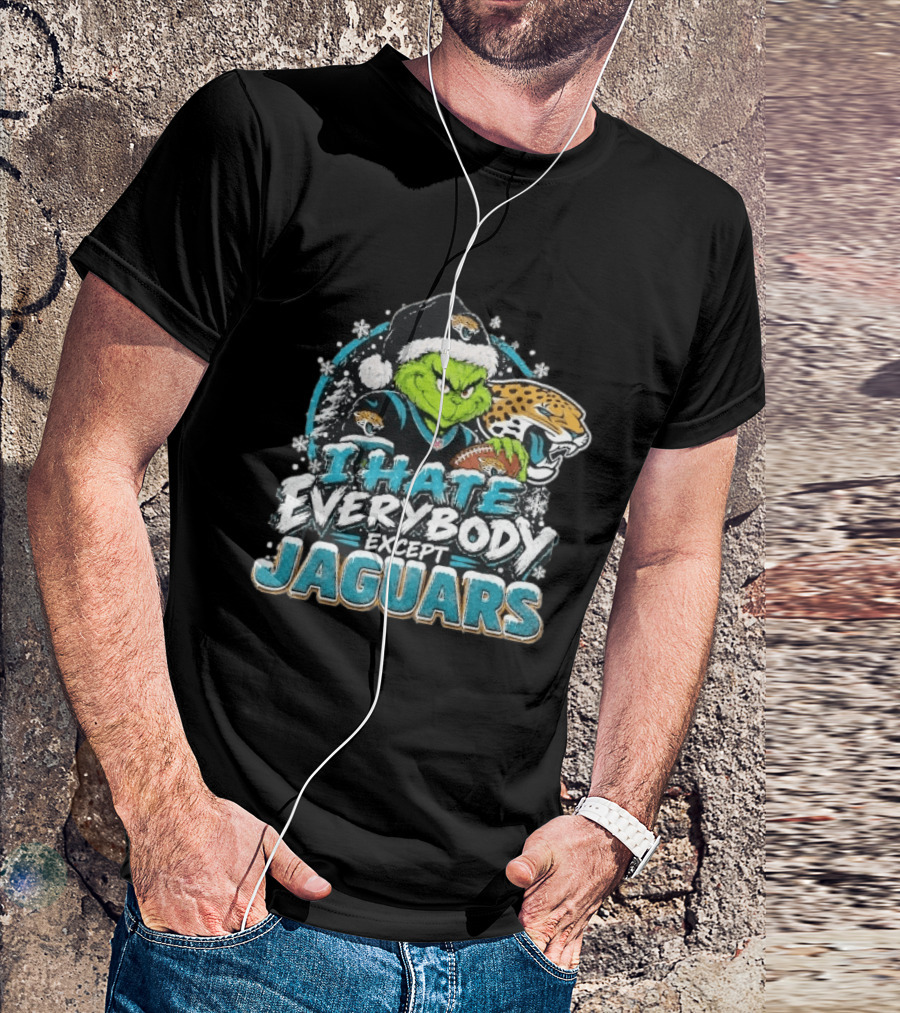 Original Jacksonville Jaguars Grinch I Hate Everybody Except Jaguars Fans Christmas Holiday T-Shirt