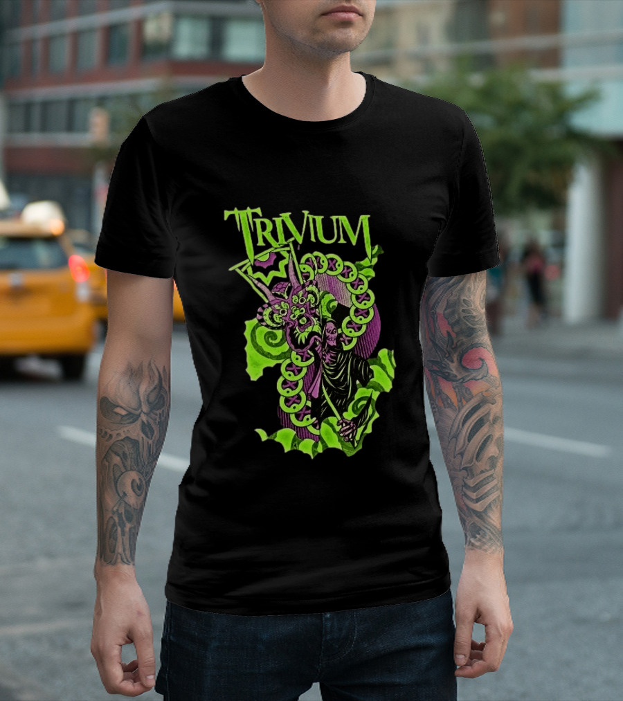 Trivium Australia Tour 2026 Neon Green Serpent Wizard T-Shirt
