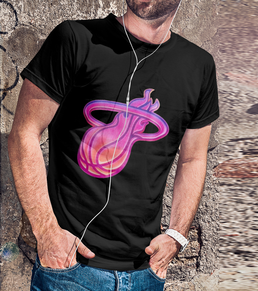 Miami Heat Court Culture Vice City Flaming Basketball T-Shirt
