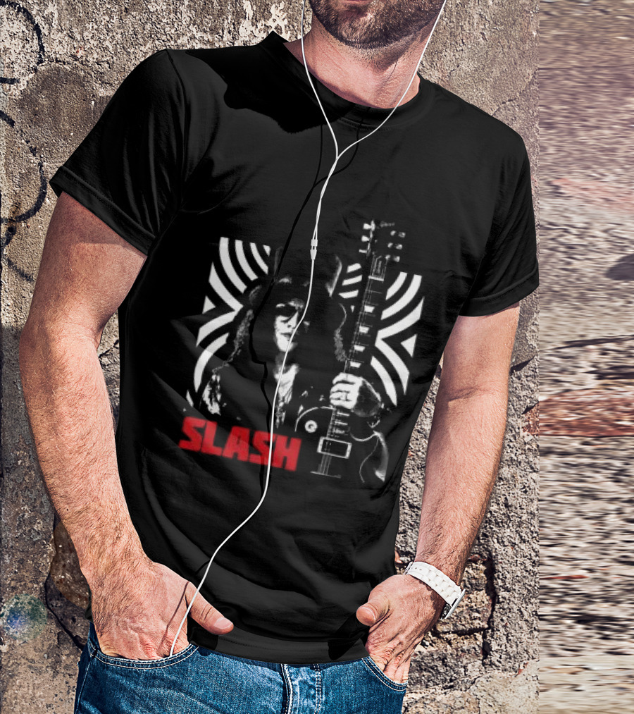 SLASH Iconic Guitarist And Guitar Bold Classic Rock T-Shirt