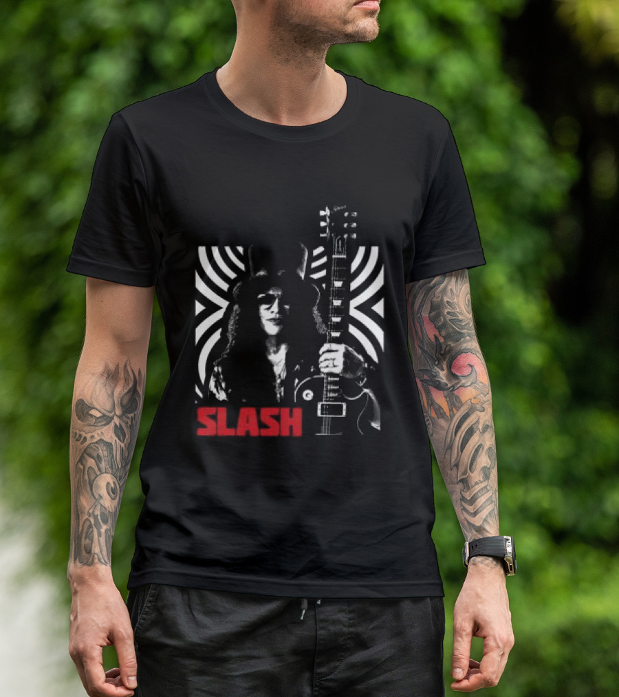 SLASH Iconic Guitarist And Guitar Bold Classic Rock T-Shirt
