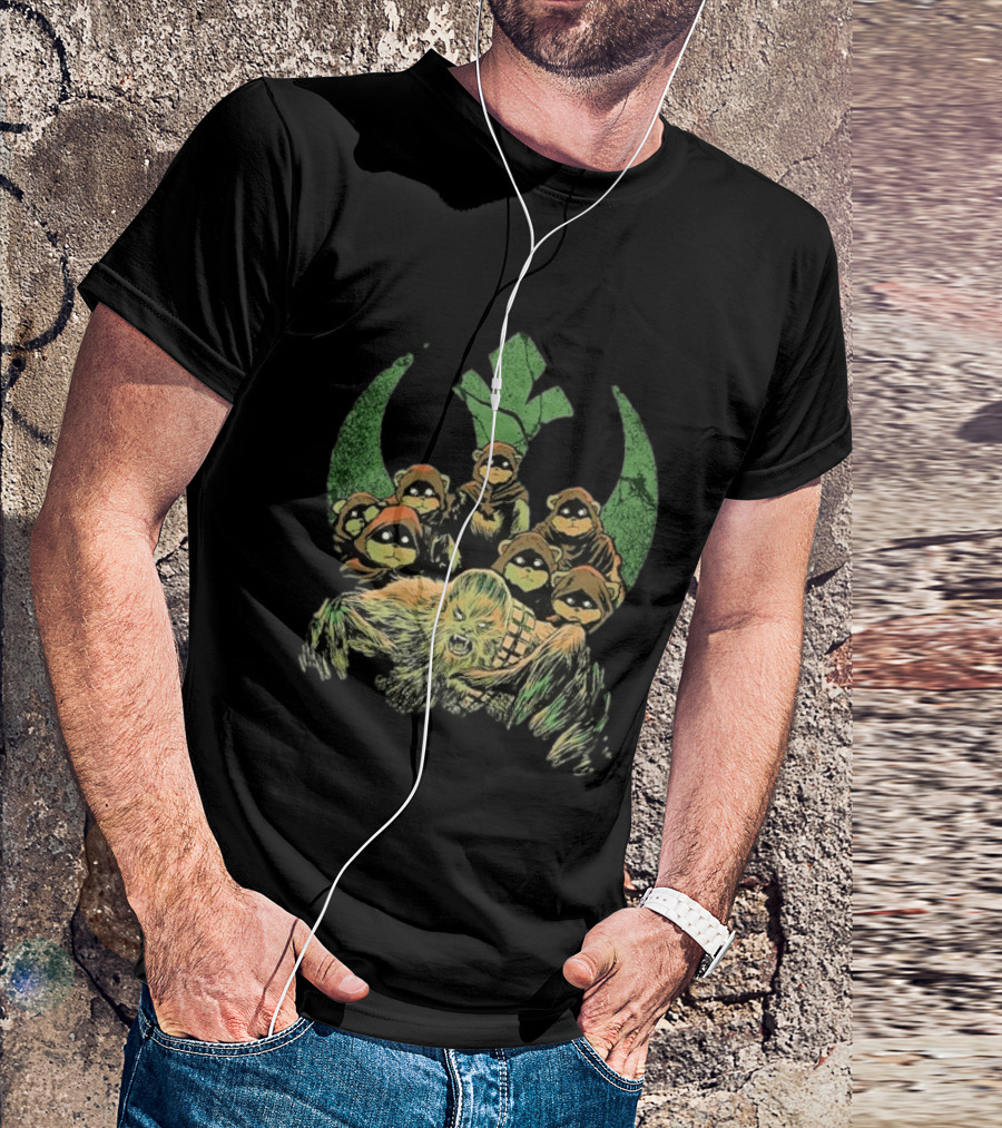 Star Wars Chewbacca And Ewoks Resistance Rebellion T-Shirt