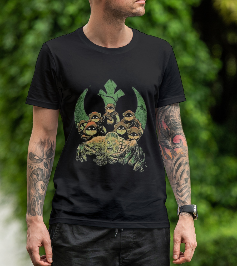 Star Wars Chewbacca And Ewoks Resistance Rebellion T-Shirt
