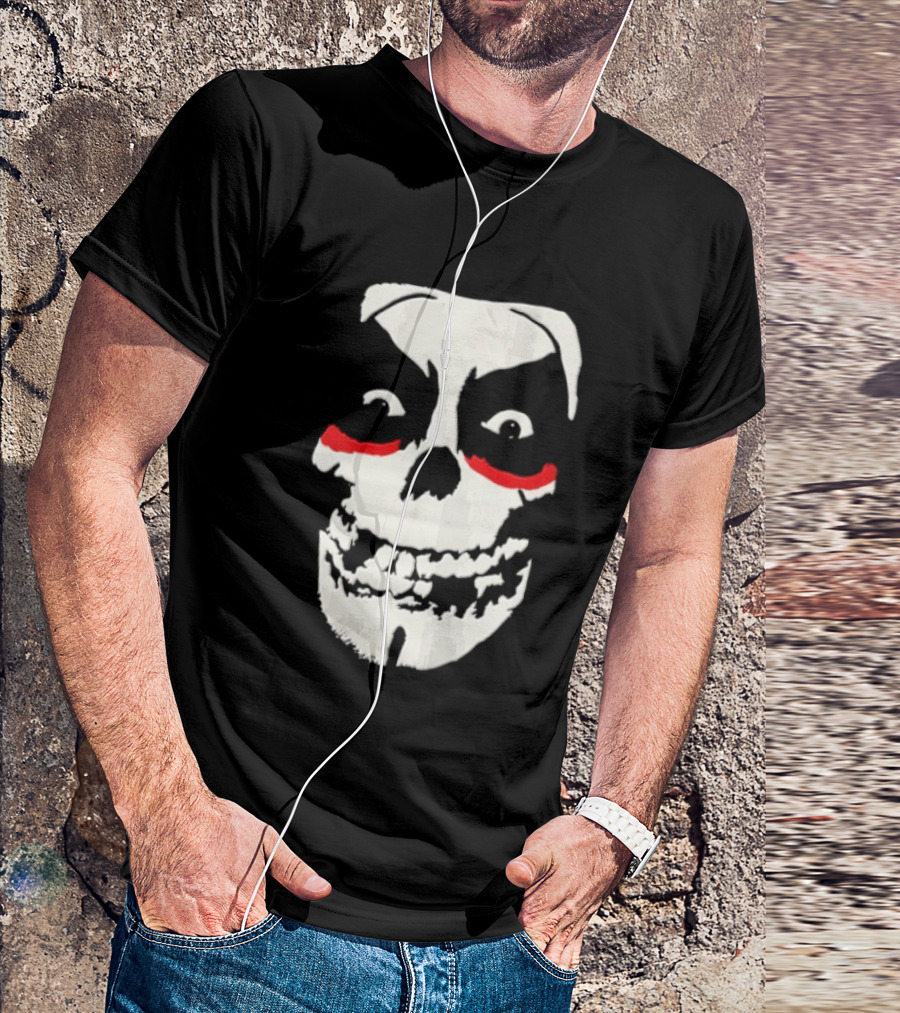 Misfits Danhausen Skull Face Design With Red Accents T-Shirt