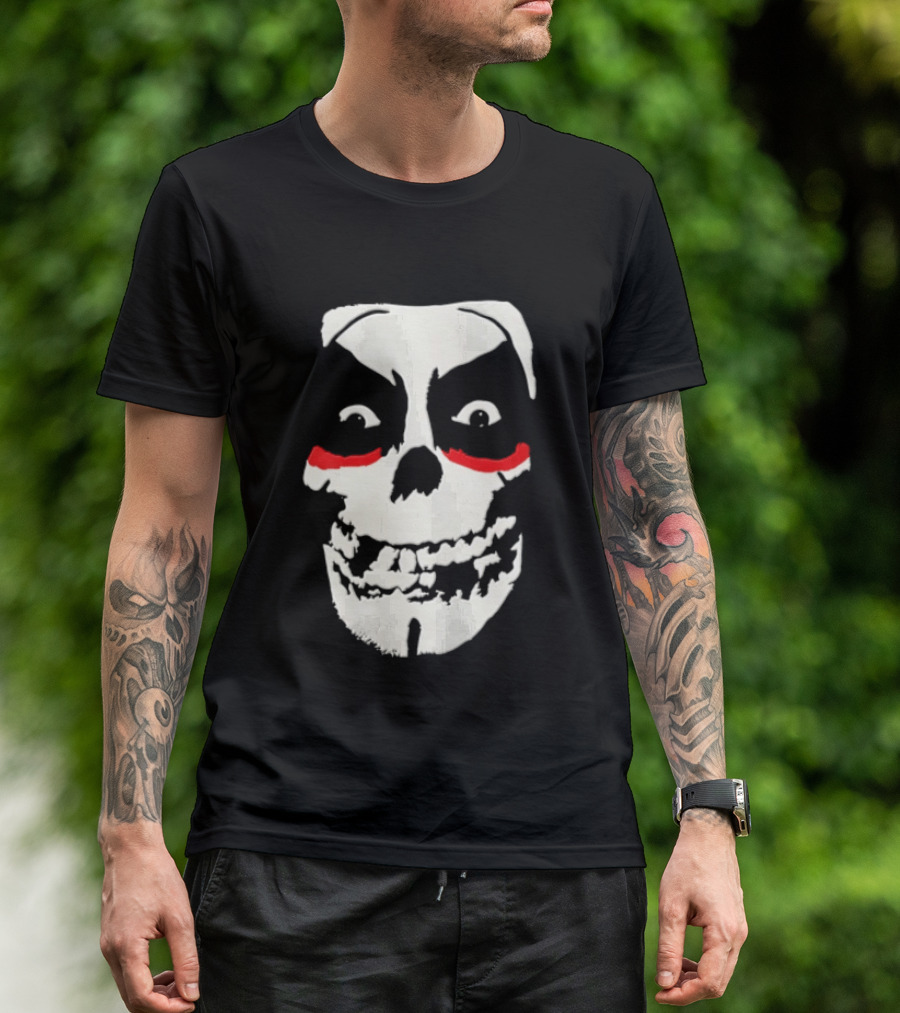 Misfits Danhausen Skull Face Design With Red Accents T-Shirt