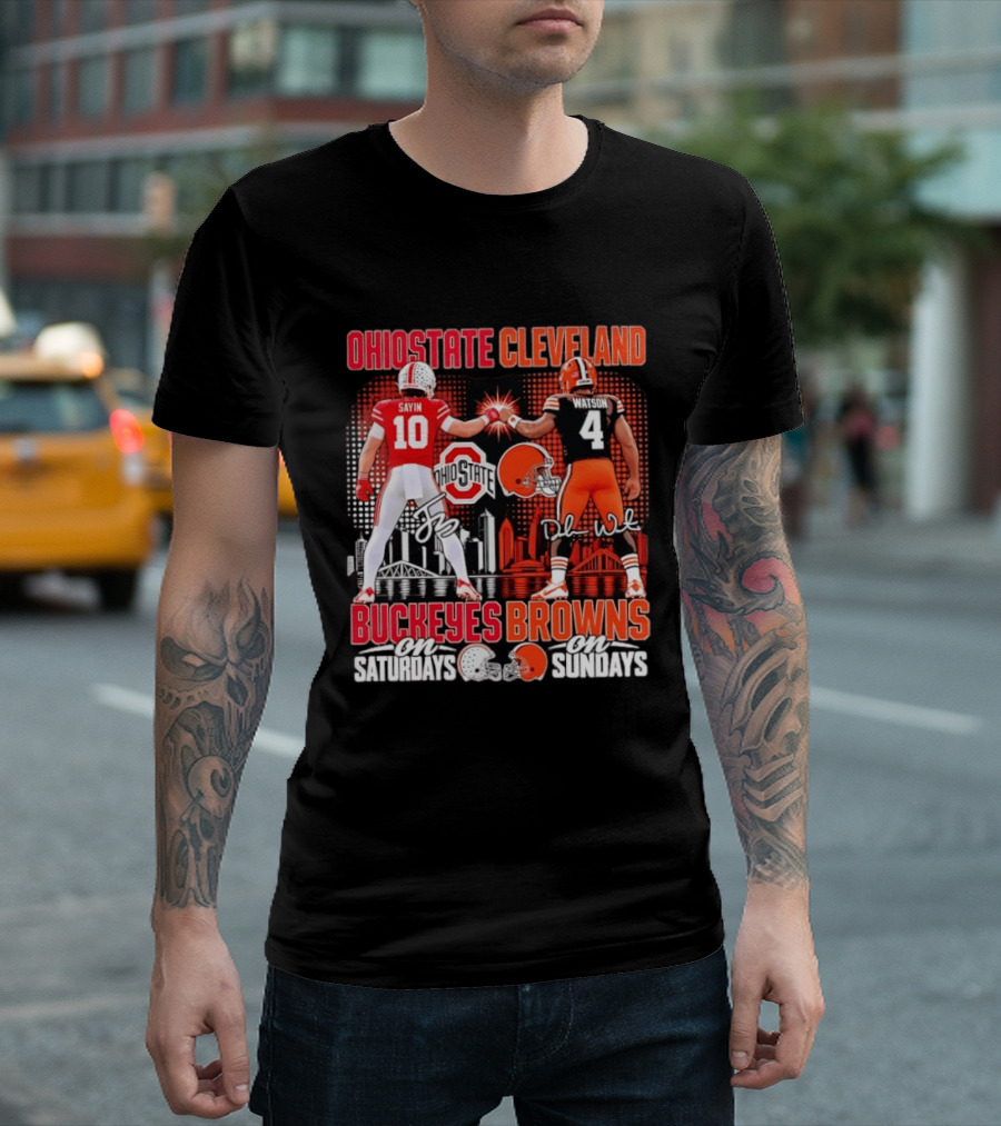 Ohio State Cleveland Buckeyes Browns Sayin Watson Saturdays Sundays T-Shirt