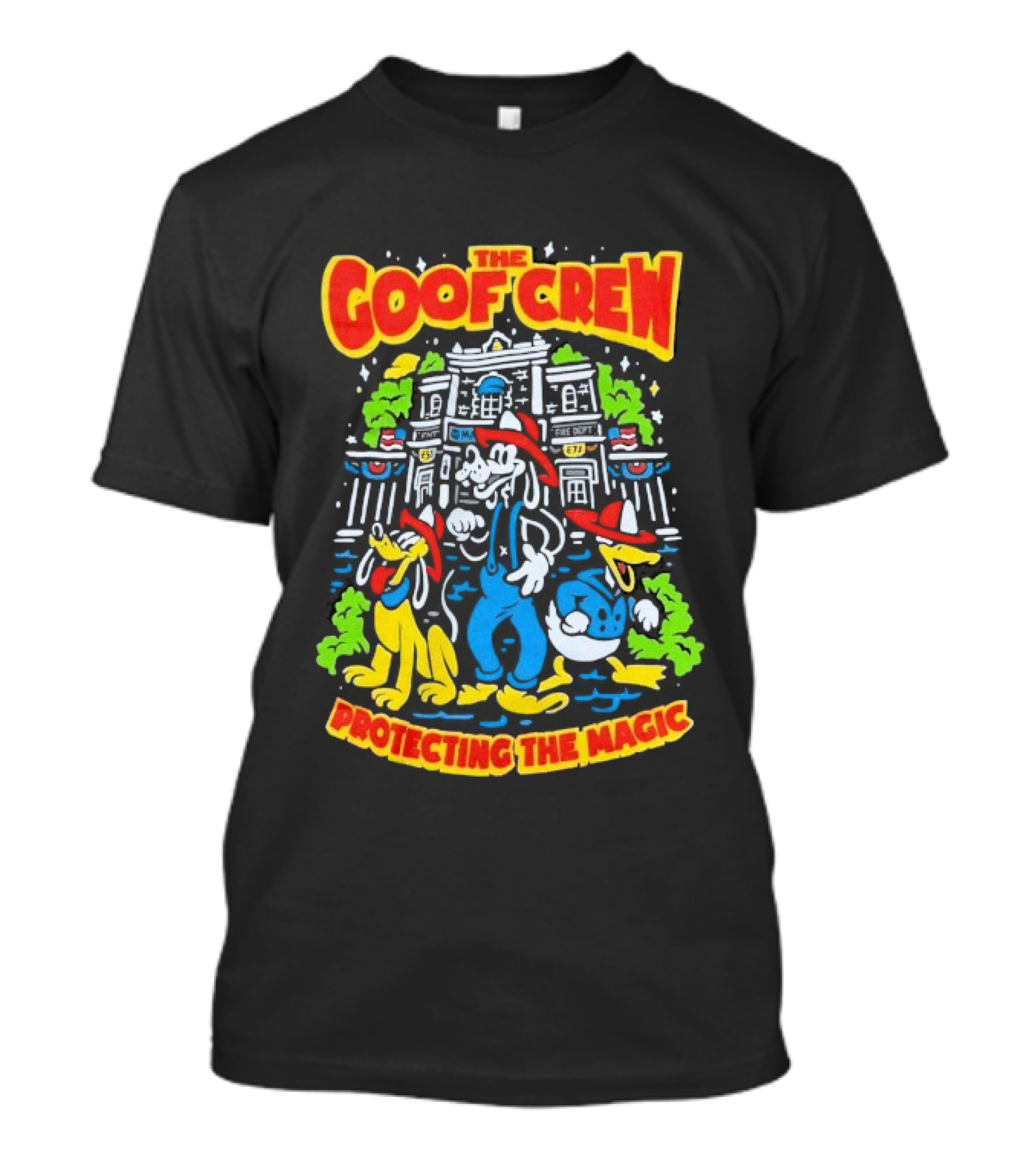 The Goof Crew Firehouse Protecting The Magic Pluto Donald Duck Disney T-Shirt