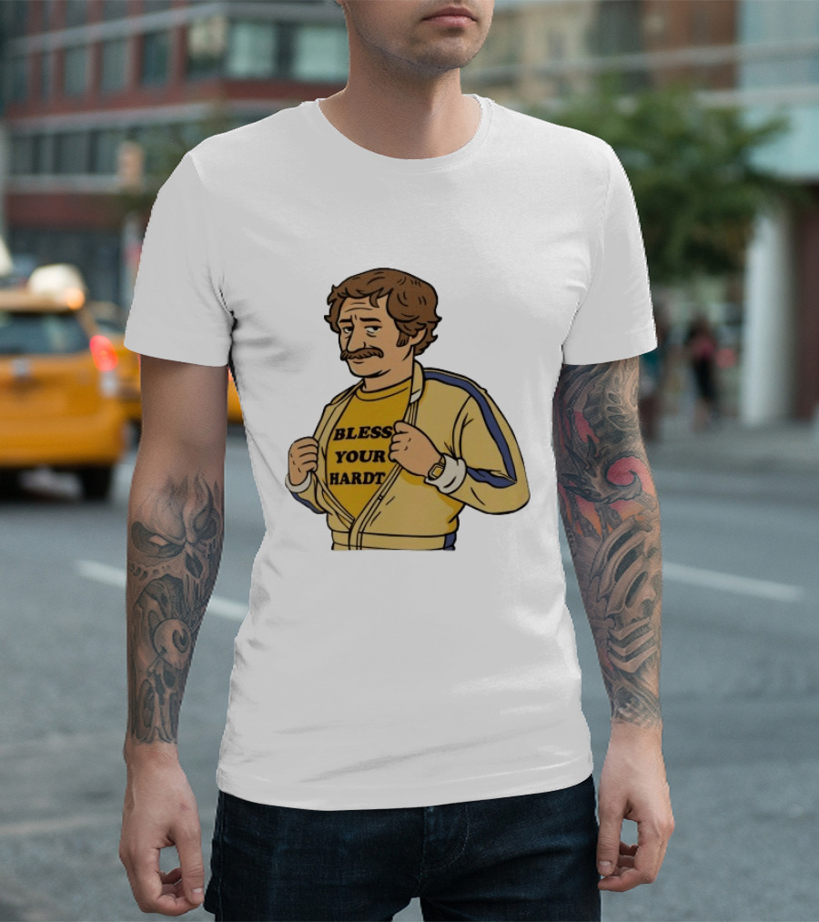 Bless Your Hardt Damn I'm Good Cartoon 70s Style Mustache Vintage Look T-Shirt
