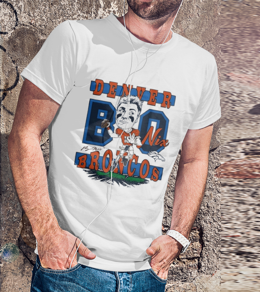 Denver Broncos Bo Nix Caricature Player T-Shirt