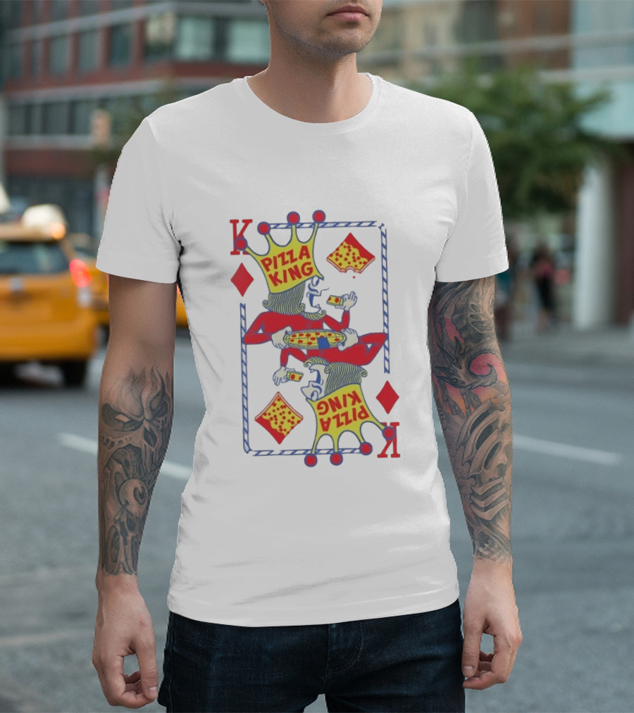 Pizza King Eating Pizza Playing Card K Diamonds T-Shirt