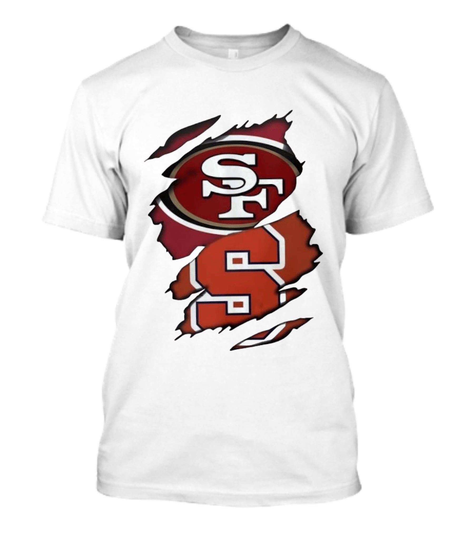 San Francisco 49ers SF Syracuse Orange S Ripped Logos T-Shirt