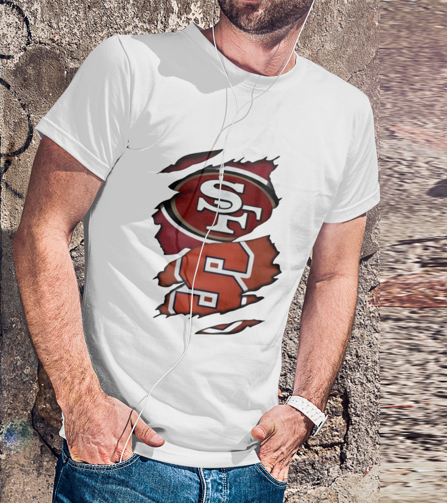 San Francisco 49ers SF Syracuse Orange S Ripped Logos T-Shirt