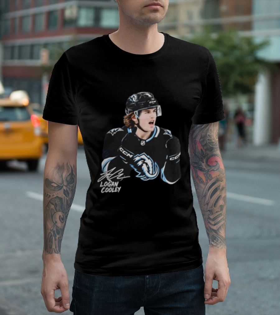 Arizona Coyotes Logan Cooley 92 Hockey Player Gesture CCM Jersey T-Shirt