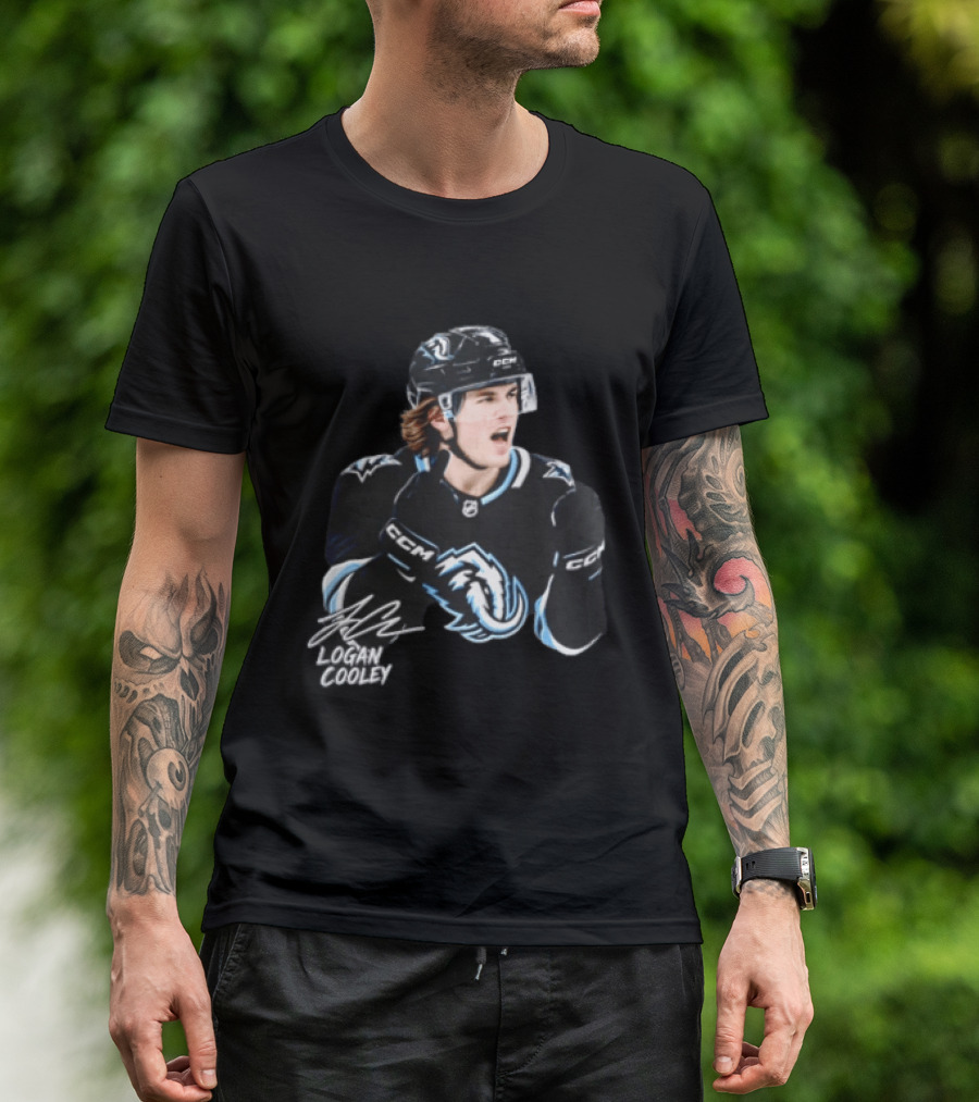Arizona Coyotes Logan Cooley 92 Hockey Player Gesture CCM Jersey T-Shirt