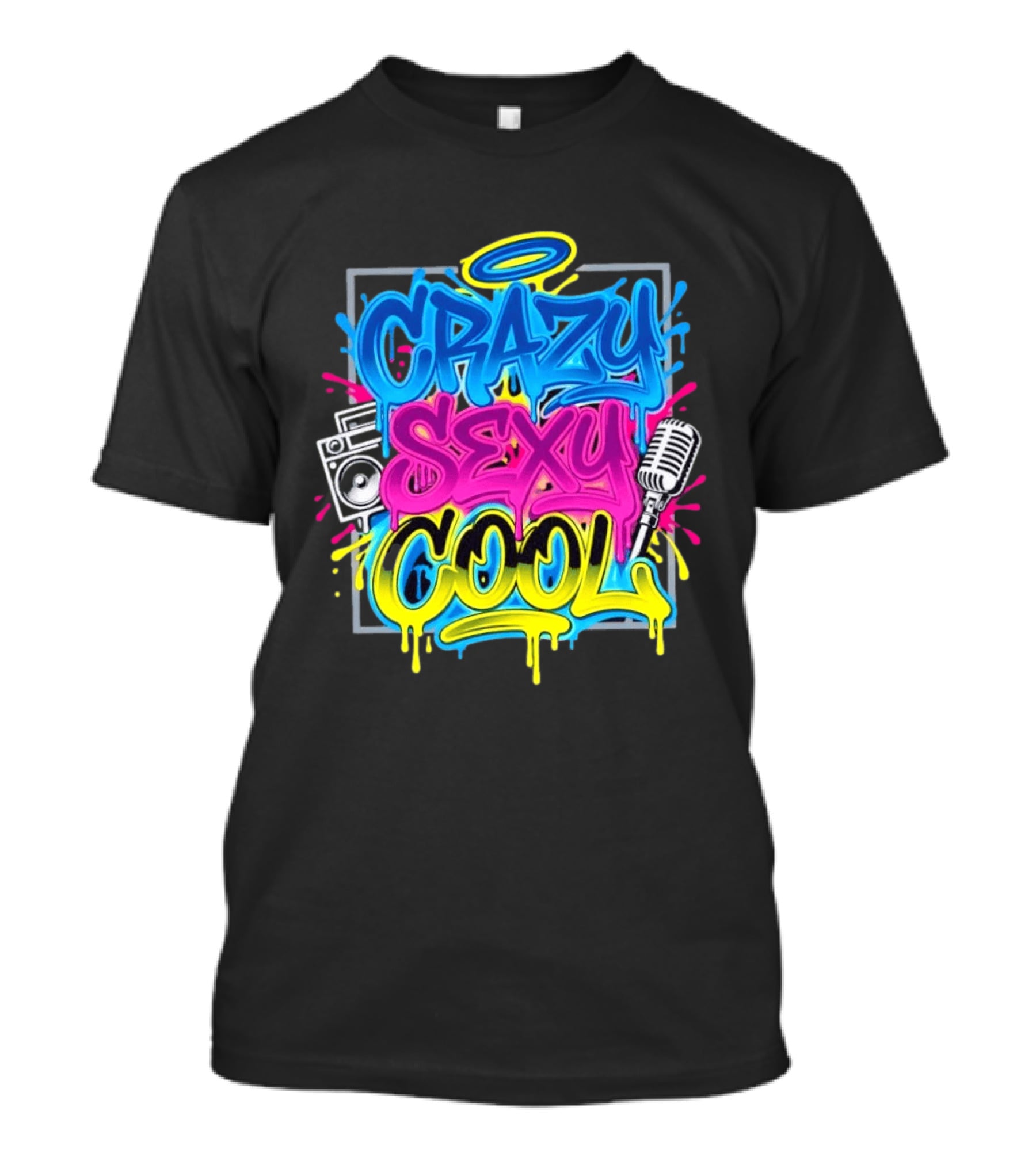 Crazy Sexy Cool Graffiti Boombox Microphone 90s R&B T-Shirt