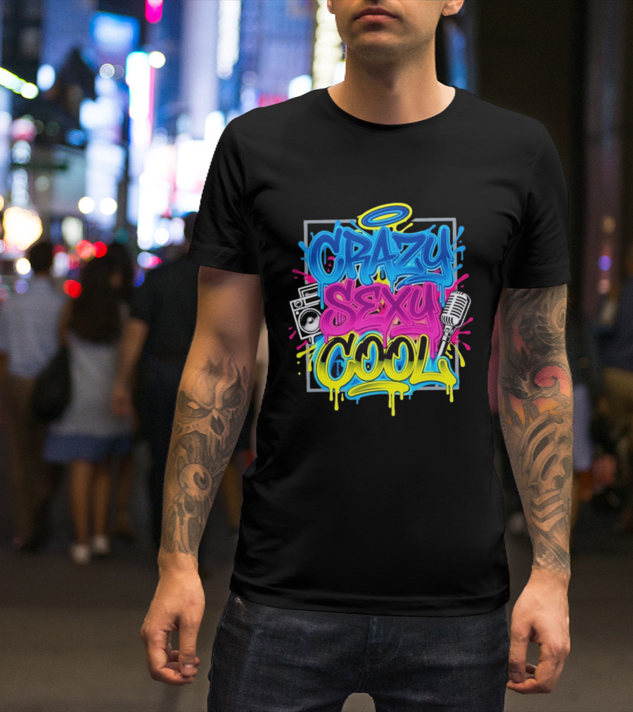 Crazy Sexy Cool Graffiti Boombox Microphone 90s R&B T-Shirt
