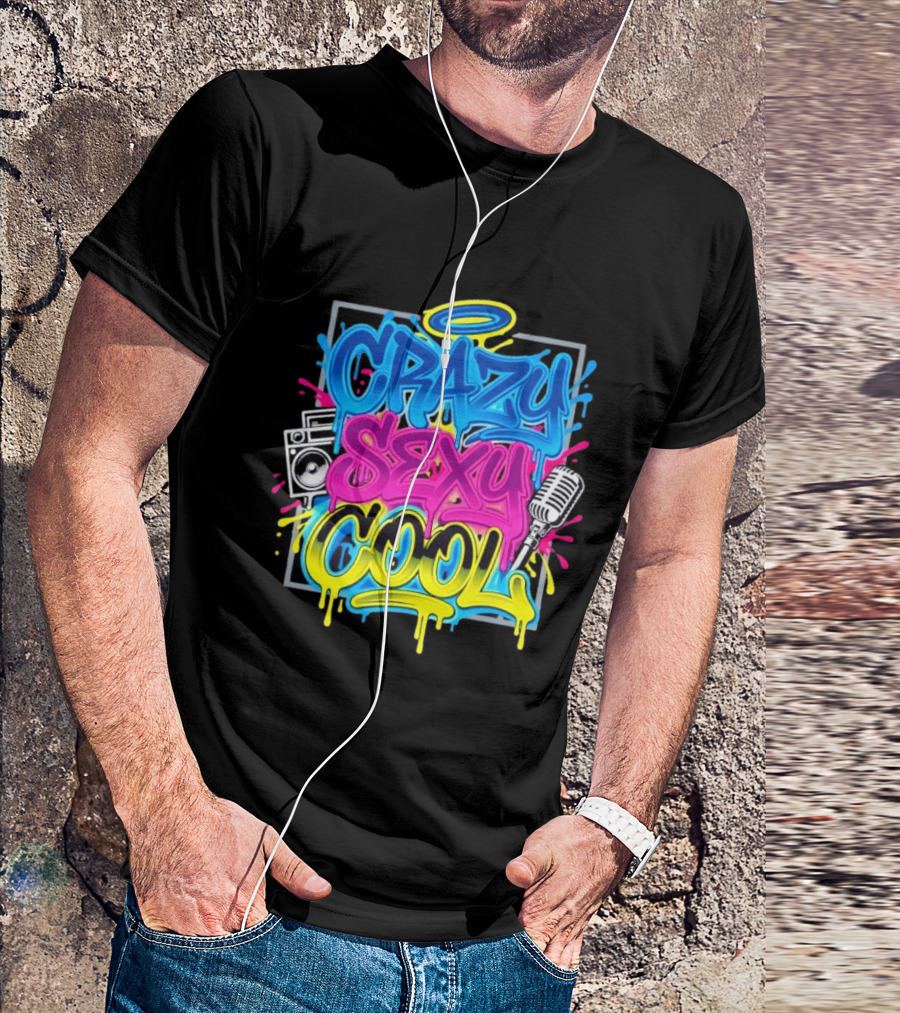 Crazy Sexy Cool Graffiti Boombox Microphone 90s R&B T-Shirt