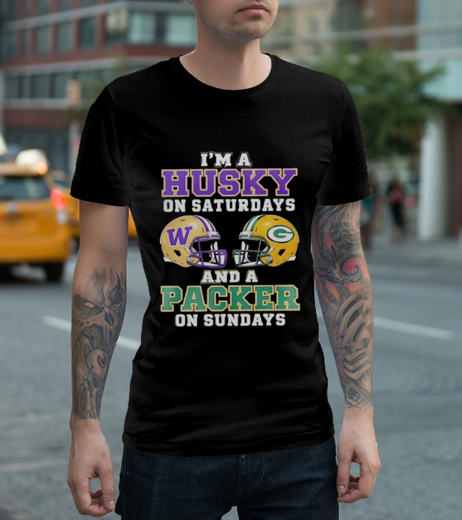 I'm A Husky On Saturdays And A Packer On Sundays W Logo G T-Shirt