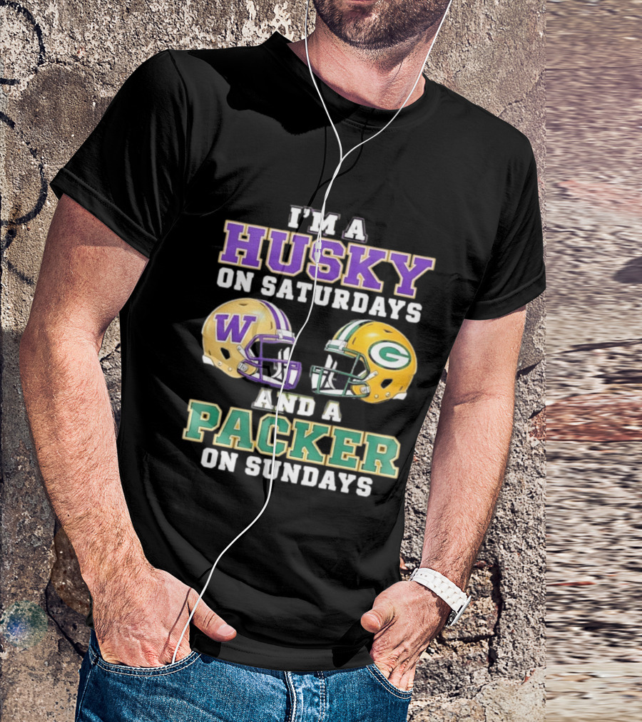 I'm A Husky On Saturdays And A Packer On Sundays W Logo G T-Shirt