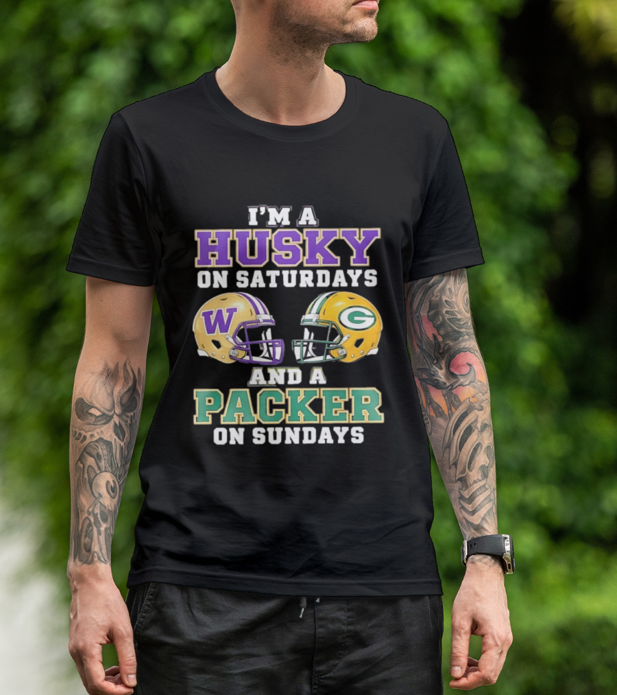 I'm A Husky On Saturdays And A Packer On Sundays W Logo G T-Shirt