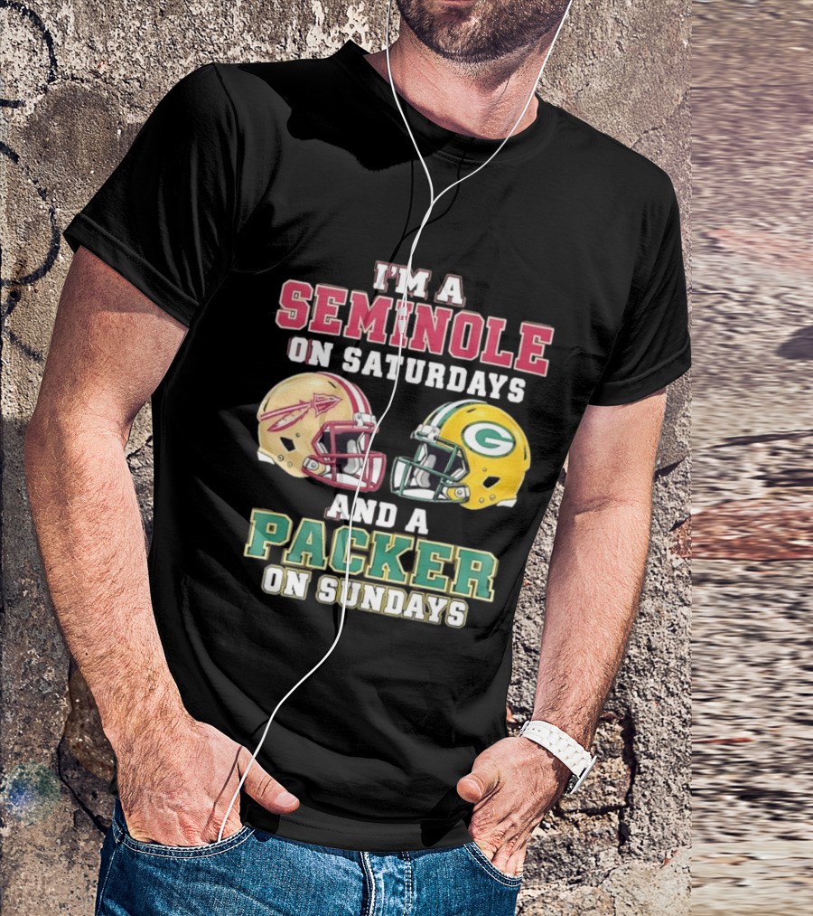 I'm A Seminole On Saturdays And A Packer On Sundays Helmet Team Spirit T-Shirt