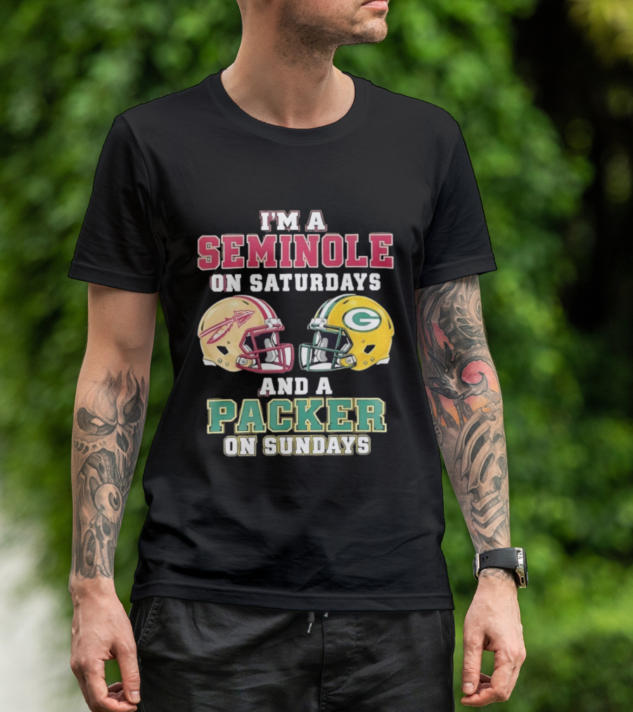 I'm A Seminole On Saturdays And A Packer On Sundays Helmet Team Spirit T-Shirt