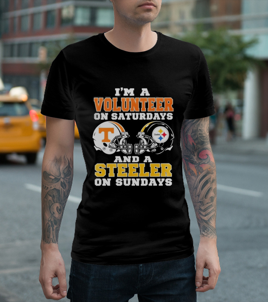 I'm A Volunteer On Saturdays Steeler On Sundays Football Helmets T-Shirt