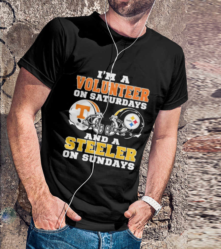 I'm A Volunteer On Saturdays Steeler On Sundays Football Helmets T-Shirt