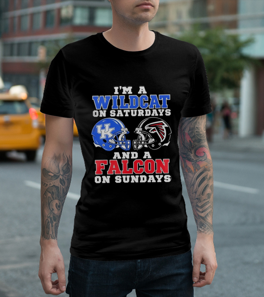 I'm A Wildcat On Saturdays And A Falcon On Sundays Kentucky And Atlanta Football Fan Gear T-Shirt