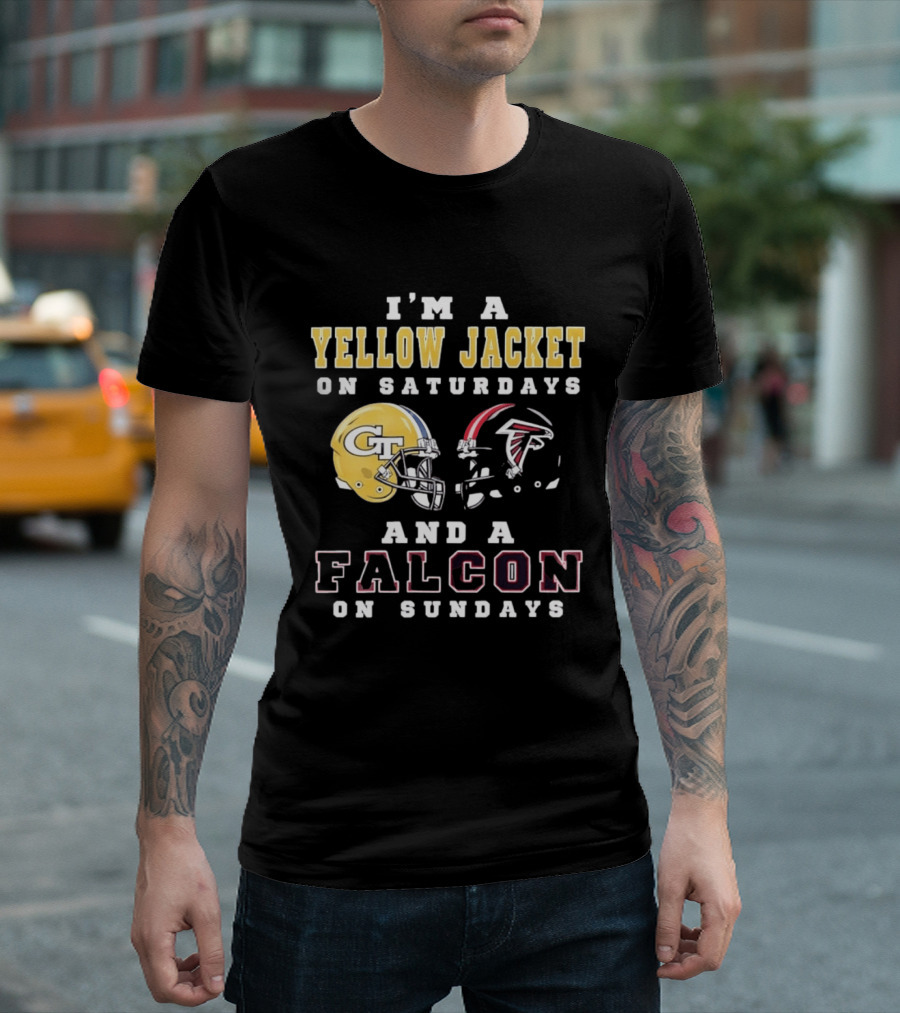I'm A Yellow Jacket GT Helmet Saturdays Falcon Logo Sundays T-Shirt