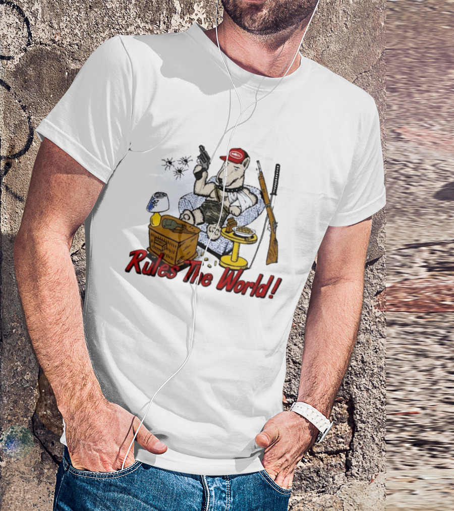 Corteiz Last Stand Rules The World Relaxed Gun Toting Bull Terrier In Camouflage And Cap T-Shirt